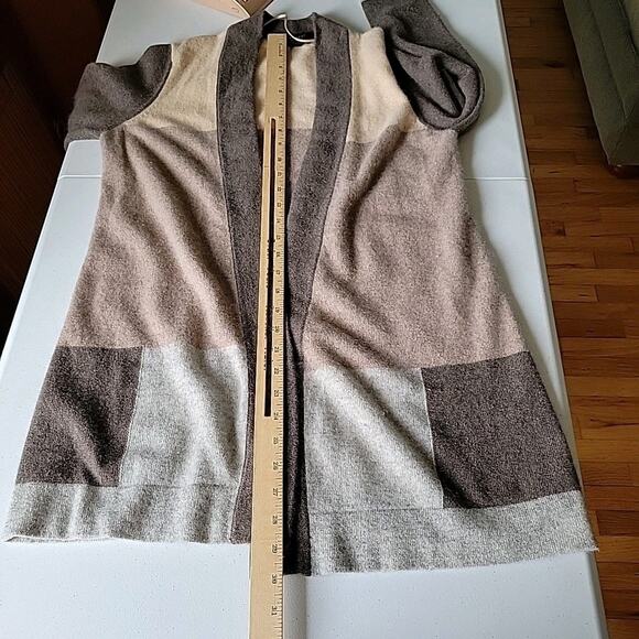 Charter Club Cashmere Luxury Open Front Knit Cardigan Colorblock Classic Preppy - Picture 8 of 11